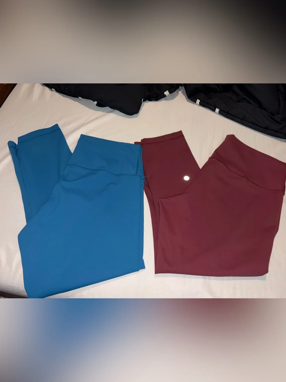 Lululemon size 14 High-Waist Active Leggings Duo — Teal & Burgundy